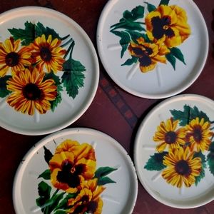 Lovely set of 4 vintage round floral coasters